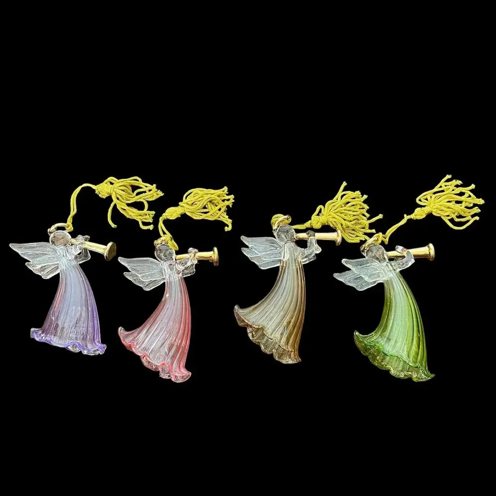 Lenox Glass Angel Ornaments Wishes of Peace Christmas 3.25” Set of 4 in Box READ
